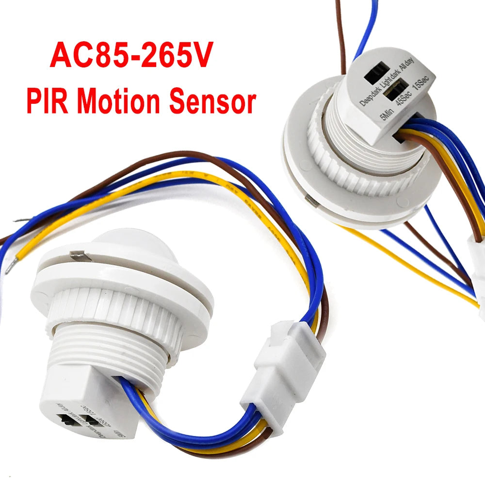 AC85-265V Infrared Motion Sensor IR Detector Switch Auto On Off Adjustable Time Delay Human Body Induction Lamp