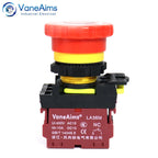 22mm LA36M Emergency Stop Switch Lockable Push Button 12v 24v 220v 10A 1NC 2NC Red Mushroom Head E-Stop Switches On Off VaneAims