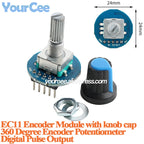 2pcs/1pc EC11 360 Degree Rotary Encoder Module with Knob Cap Potentiometer Digital Pulse Output for Household Electric Appliance