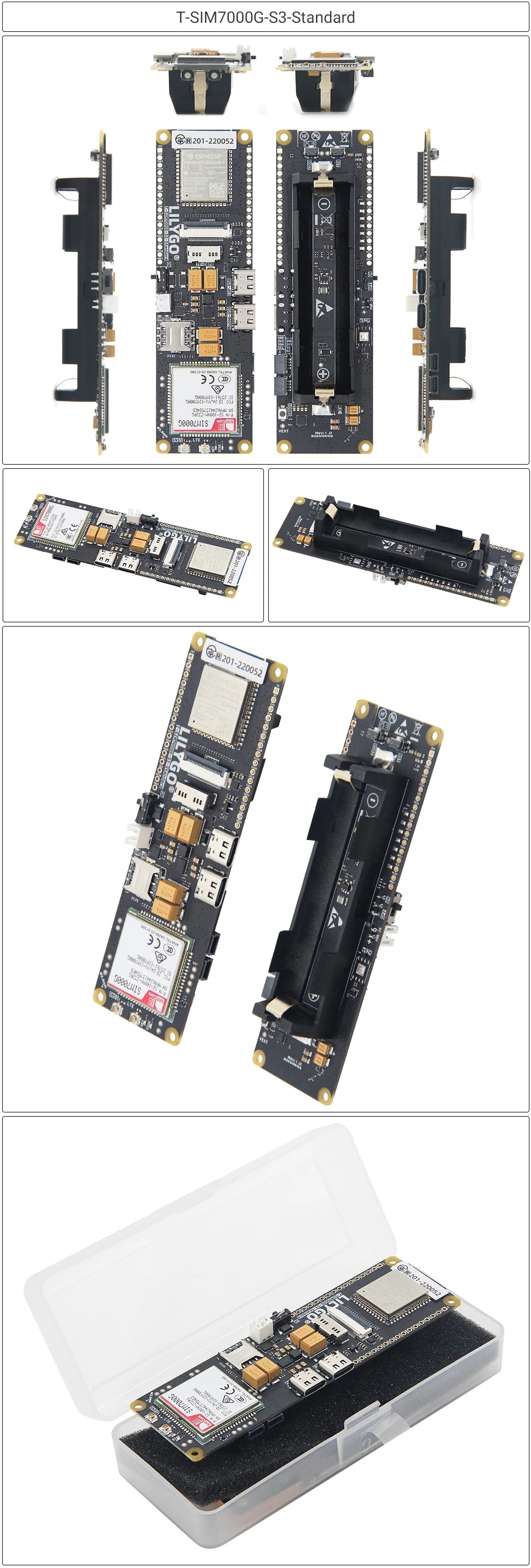T-SIM7000G-S3-Standard SIM7080G ESP32-S3 WIFI BLE IOT Controller Development Board Cat-M/NB-loT+Camera +GNSS+TFCard+18650