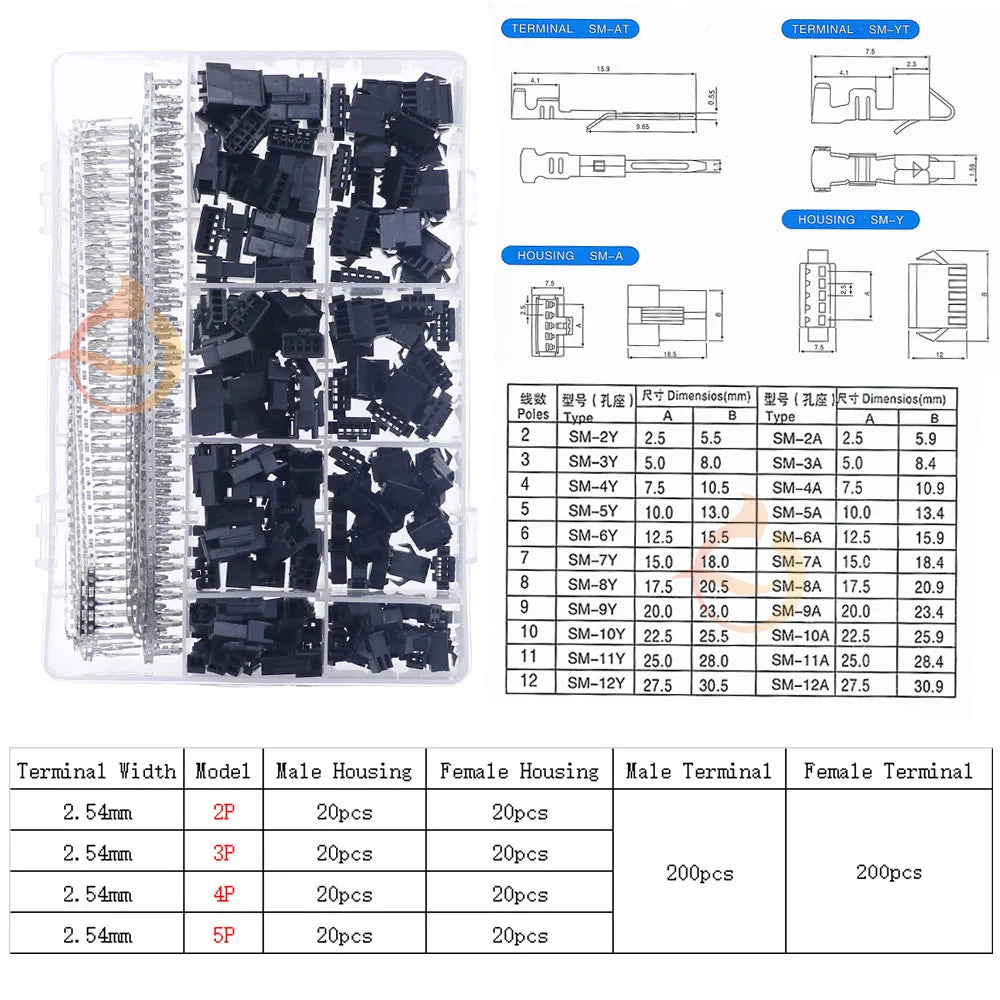 1.25mm PH2.0mm XH2.54mm MX3.0mm VH3.96mm Pitch Terminal Male Female Pin sm Dupont Connector Kit
