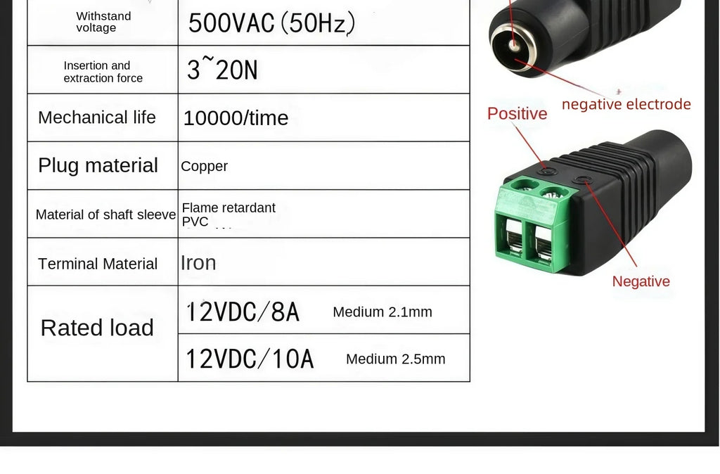 2PCS DC5.5 * 2.1/2.5mm DC Power Socket with No Welding Male and Female Adapter DC005 Adapter Terminal
