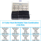 127-800 Pcs Boxed Heat Resistant Tubing Heat Shrinkable Tubing Heat Shrink Packaging Kit Electrical Connection Cable Protection