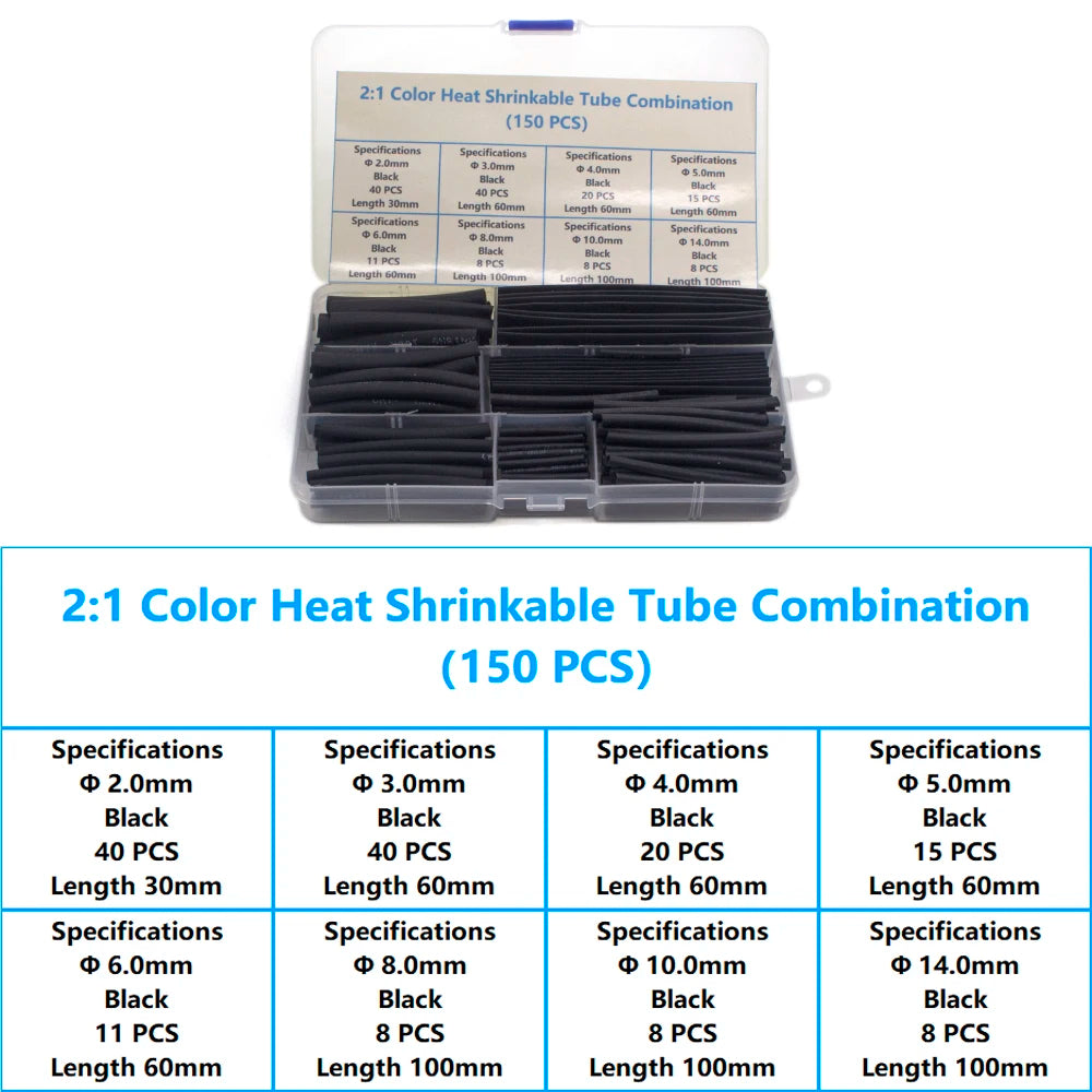 127-800 Pcs Boxed Heat Resistant Tubing Heat Shrinkable Tubing Heat Shrink Packaging Kit Electrical Connection Cable Protection