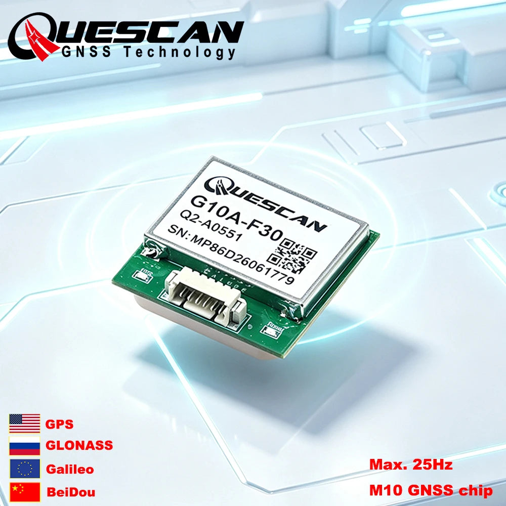 QUESCAN G10A-F30 UBX M10 GPS GNSS Module for ESP32 STM32 Arduino NMEA GPS Galileo GLONASS BeiDou Antenna Receiver UBX-M10050-KB