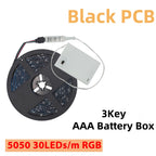 DC 5V RGB LED Strip 5050 30LEDs/m Battery Powered IP21/IP65 IR RF Remote Control Flexible Tape for TV Backlight Room Decor