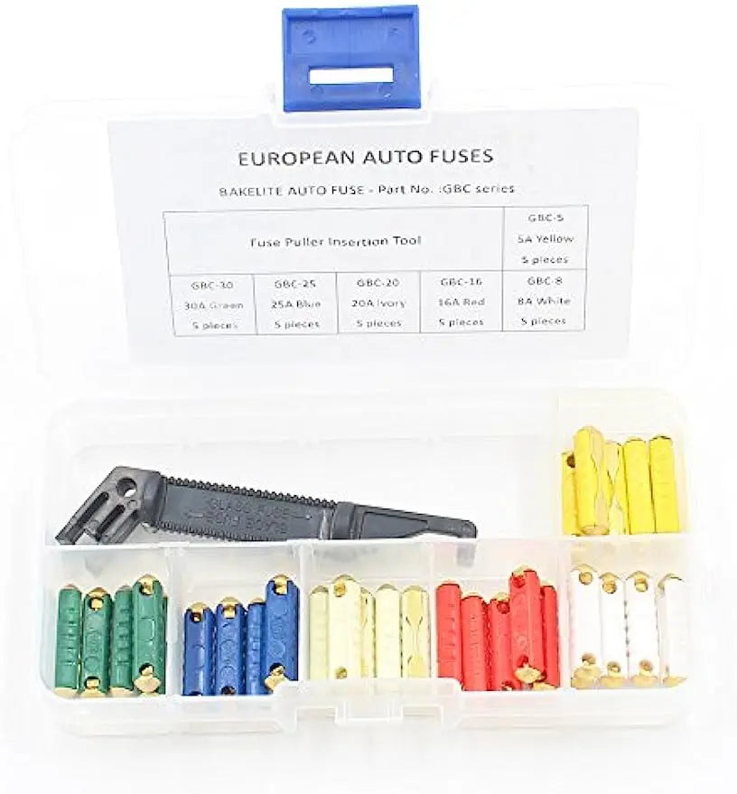 30PCS Torpedo Fuse Classic Car Auto Fuses Ceramic Continental Car Fuse Bullet + 1PCS Fuse Clip Cars Safety Blade 5/8/16/20/25/30