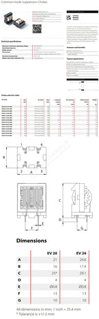 5PCS/ EV24-1.5-02-4M5 Imported switching power supply with common mode filter 4.5MH 1.5A common mode inductor