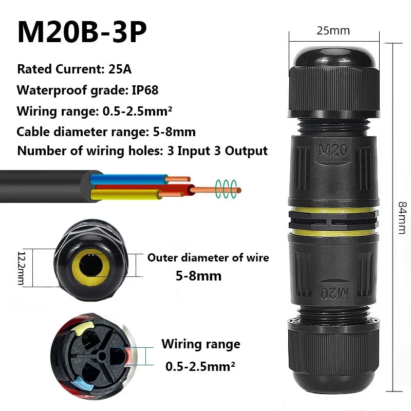 IP68 Waterproof Joint Wire Quick Connection Connector 2 3 4 Pin Solderless LED Lamp Electric Wiring Outdoor Rainproof Terminal