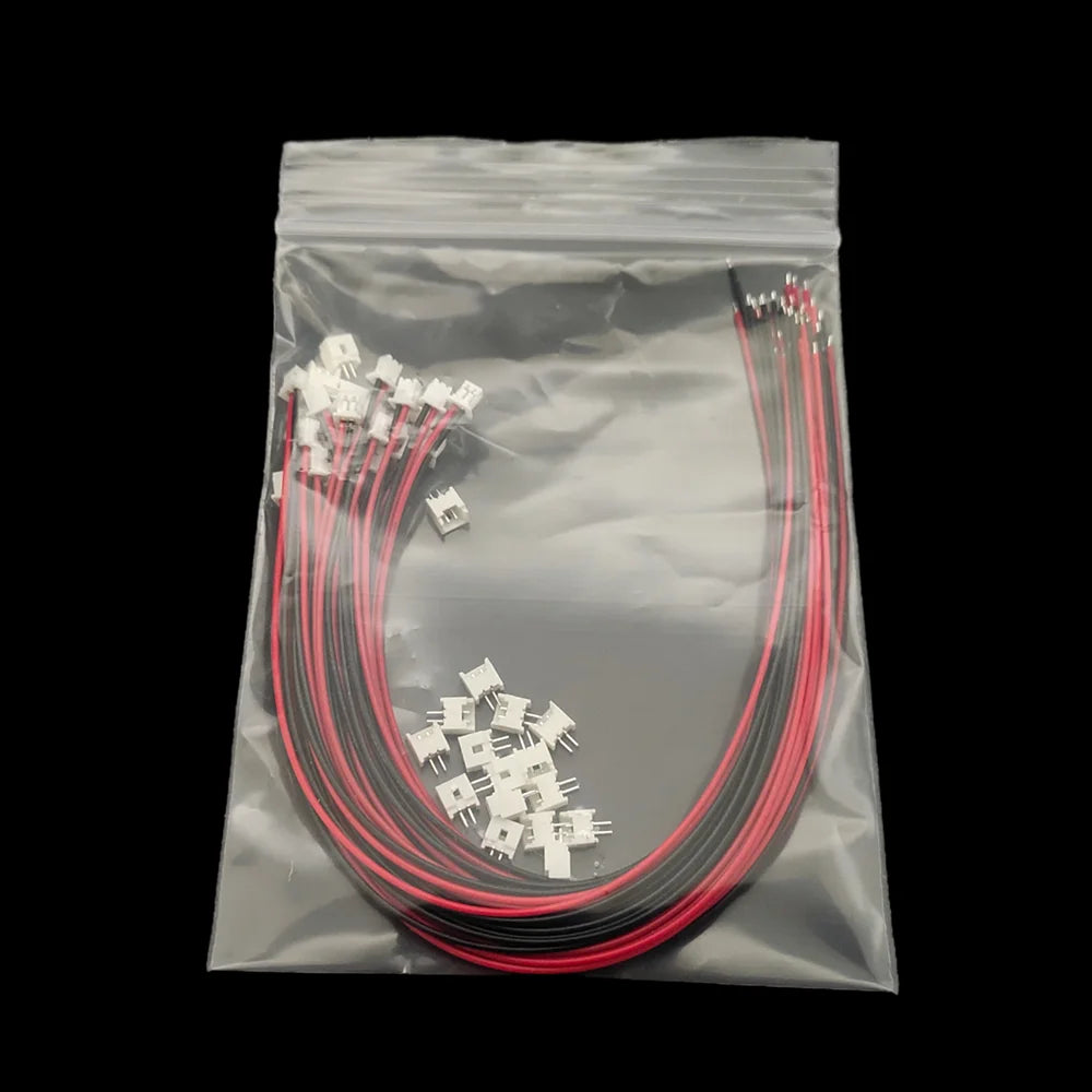 20Sets Mini Micro JST 1.25mm 2 Pin Male Female Connector Plug with Wires Cables 28AWG 10cm/20cm/30cm
