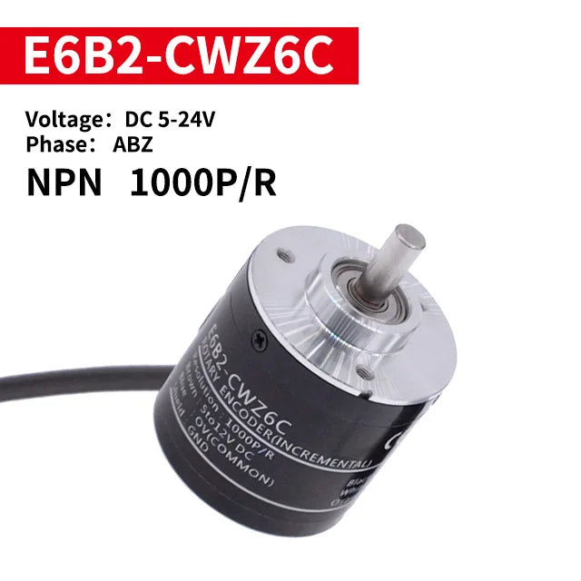 1 Pc E6B2C-WZ6C Rotary Encoder Rotational Incremental Type Rotary Switch Stable Pulse NPN 100-2000P/R DC 5-24V