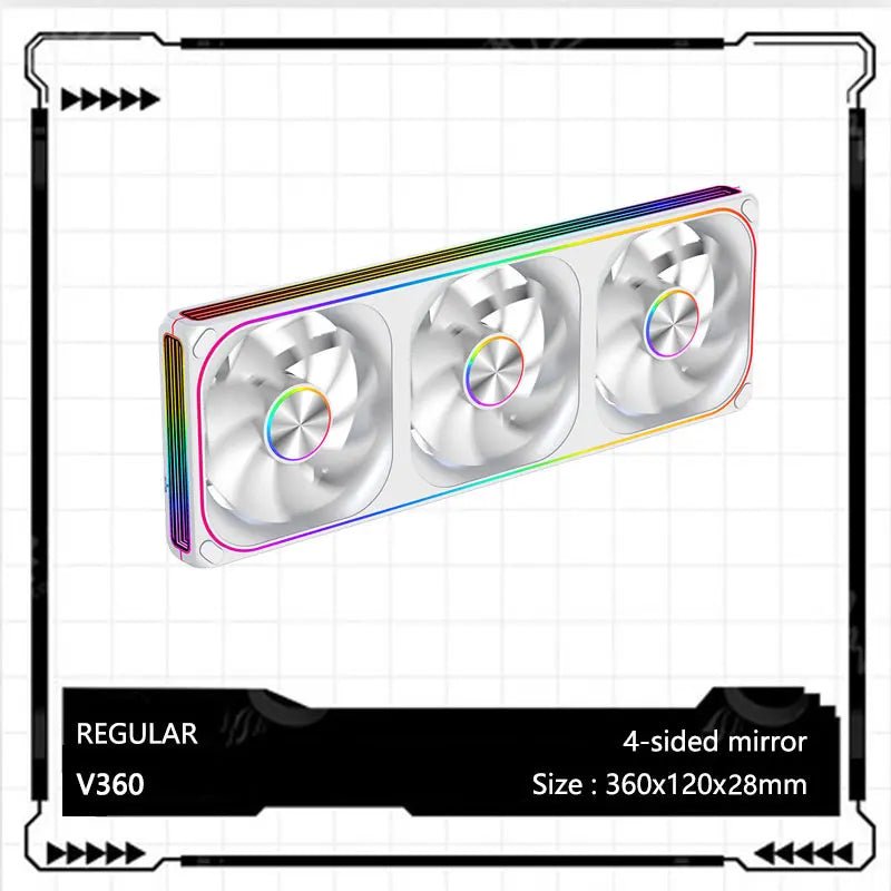 V360/120 ARGB Computer Case Cooling Fan, Infinity Mirror Series/CD pattern/Hydraulic bearings Integrated cooling fan