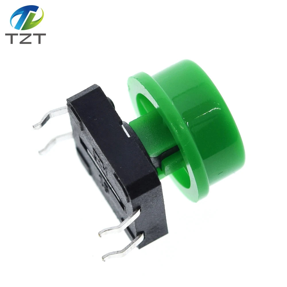 25PCS Tactile Push Button Switch Momentary 12*12*7.3MM Micro switch button + 25PCS Tact Cap(5 colors) for Arduino Switch