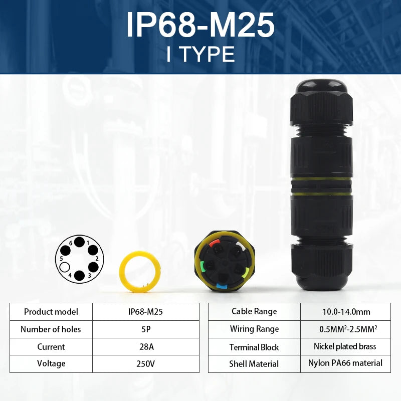 M25-2/3/4/5 Pin IP68 Push-In Spring Splice Terminal Blocks With Lever Quick Wire Connector Outdoor Waterproof Junction Box
