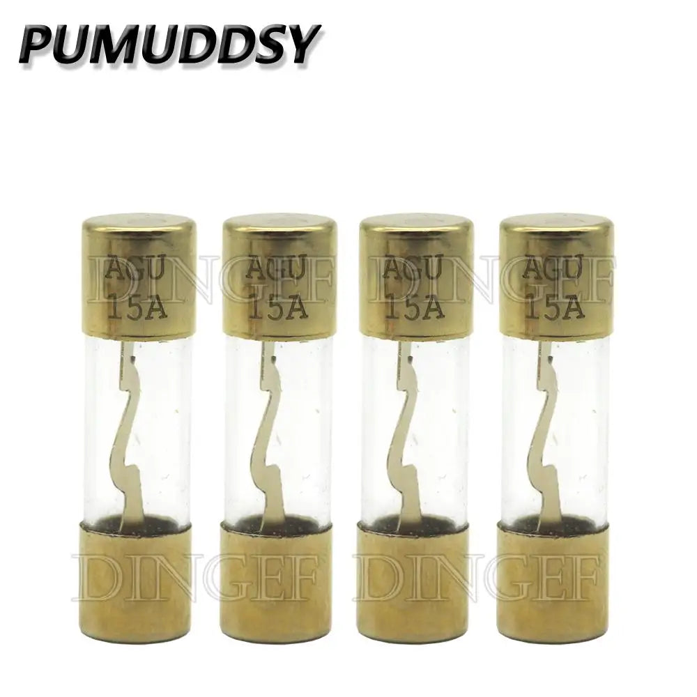 1PCS Gold Plated Glass AGU Fuse Fuses Pack Car Audio Amp Amplifier 10A 15A 20A 25A 30A 40A 50A 60A 70A 80A 100A Car Fuse 10*38MM