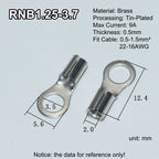 100pcs RNB Brass Ring Bare Terminal Block Connector Cable Lugs Wire Crimping Tips Electrical Connection Strips 12V 2.5mm 4mm 6mm