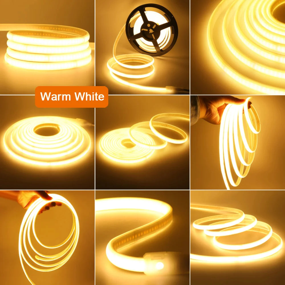 Wifi Bluetooth COB LED Neon Strip Light Wall Touch 23key Remote Control 220V Dimmer Power Kit 5m 10m 20m 0.5m 240LED/m Flex Lamp