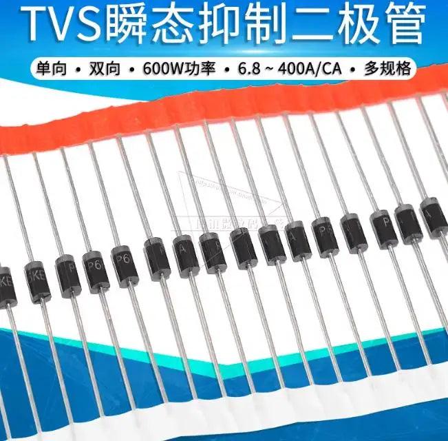 20PCS 24A/27A/30A/33A/36A/51A/91A TVS Diode PKKE6.8A P6KE16A P6KE18A P6KE15A P6KE36A TVS Diode P6KE6A8 16A/18A/10A/12A/13A/15A