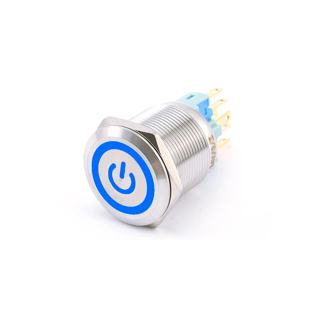 ABILKEEN 22/25MM 1NO1NC/2NO2NC Metal Push Button Switch IP65 Waterproof Momentary/Latching Push Button with LED Ring Light