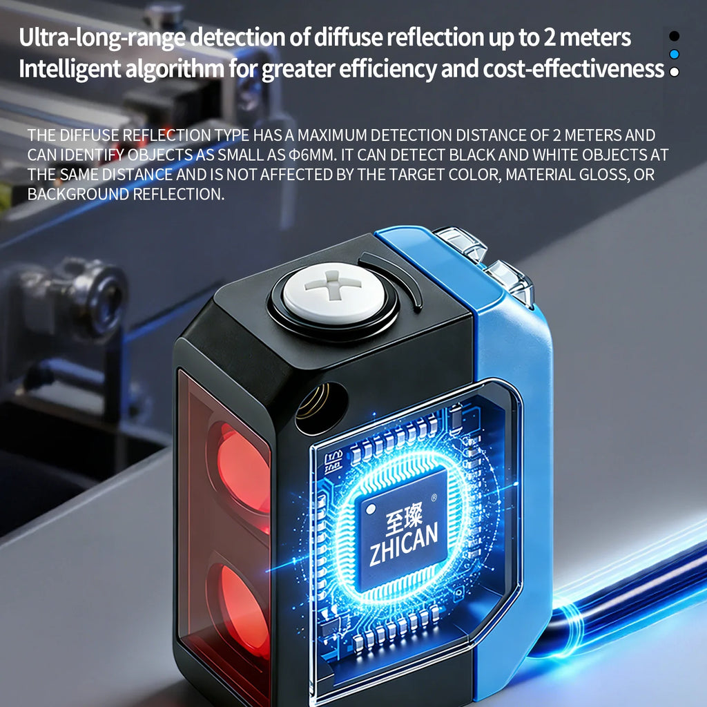 ZHICAN ZC3E Long Range Photoelectric Sensor 2m Diffuse Reflective Switch NPN NO 24V DC Object Detection