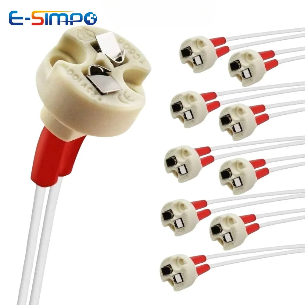 5/10/20/50Pcs MR16 Base Ceramic Socket Base with Silicone Cable for LED and Halogen Lamp MR11 G4 G5.3 GY6.35 Accessory 15cm