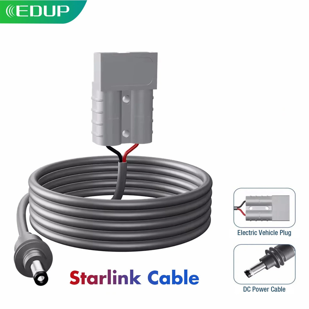 EDUP SK0141 2M/5M Starlink Mini Power Cable Anderson Connector 50A 600V Waterproof for RV Solar Off‑Grid System