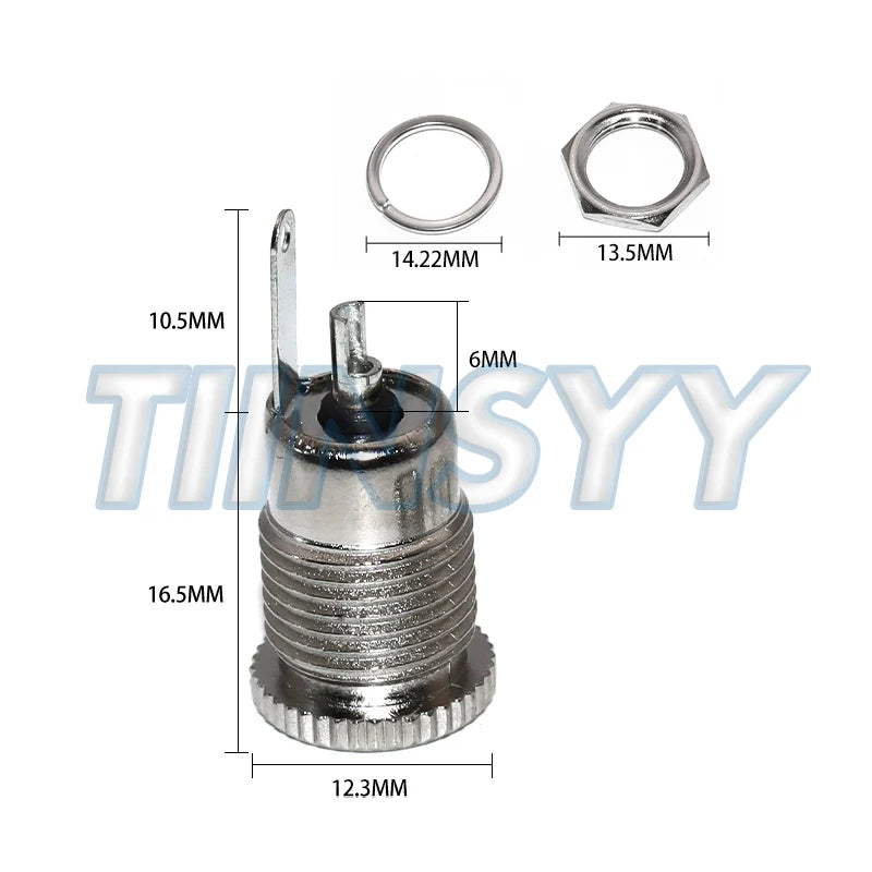 5PCS/LOT DC099 5.5 MM X 2.1 MM DC Power Jack Socket Female Panel Mount Connector Metal DC-099 Open Hole 11MM 5.5*2.1 5.5*2.5