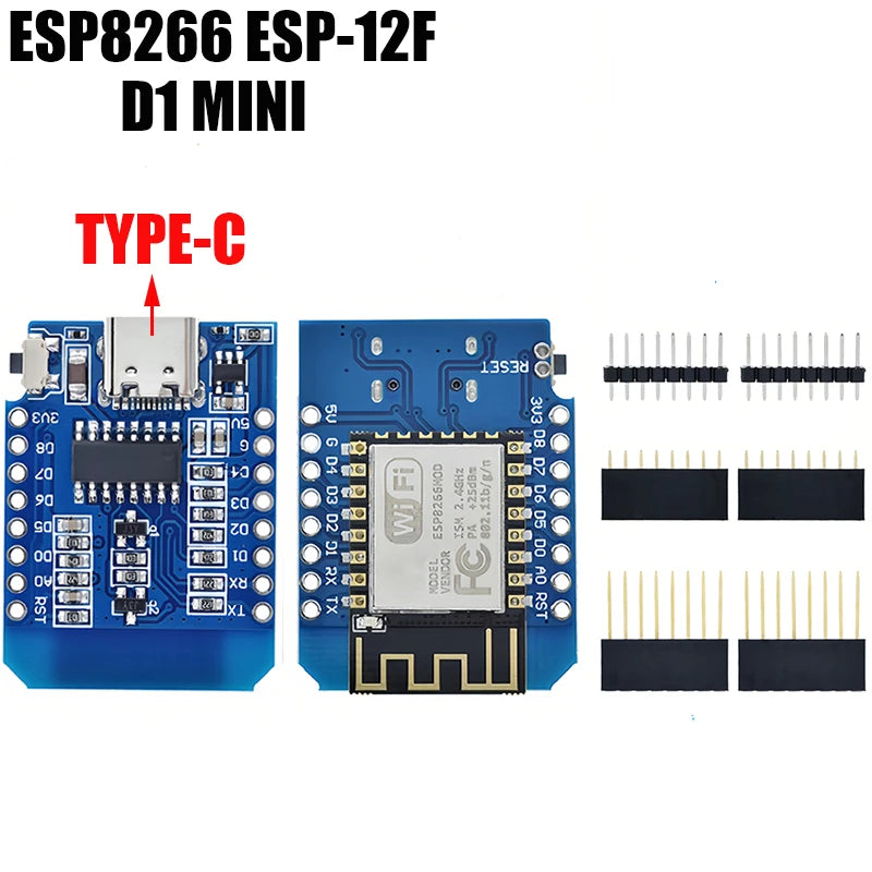 1-10pcs ESP8266 D1 Mini WIFI Development Board ESP-12F Wemos D1 Mini Nodemcu Lua Iot Board 3.3V Met Pins TYPE-C/Micro USB XZG