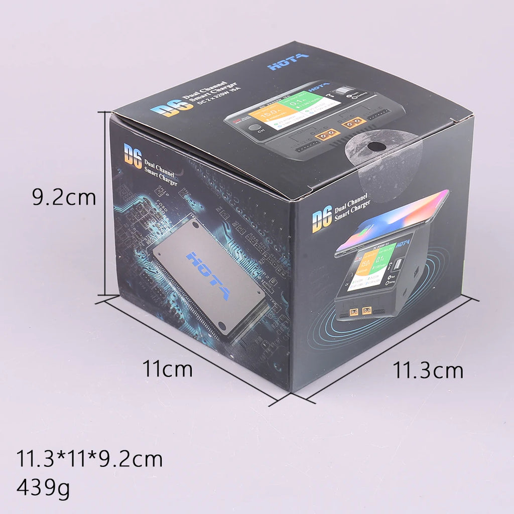 HOTA D6 Pro AC 200W DC 650W 15A*2 Dual Channel Lipo Charger Support Power Distribution 1-6S Battery Charger for RC Models Parts