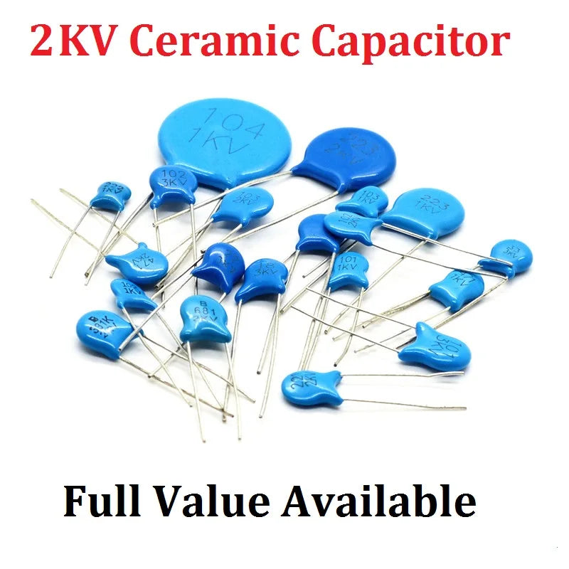 20PCS 2KV 151 Ceramic Capacitor 2KV151 15PF 150/100PF 101/120PF 121/220PF 221/330PF 331/22PF 220/ 2000V Capacitance High Voltage