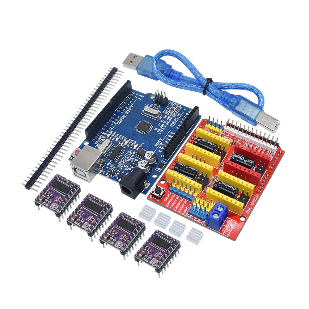 Cnc shield V3 engraving machine 3D Printe+ 4pcs DRV8825 driver expansion board for Arduino + UNOR3 with USB cable