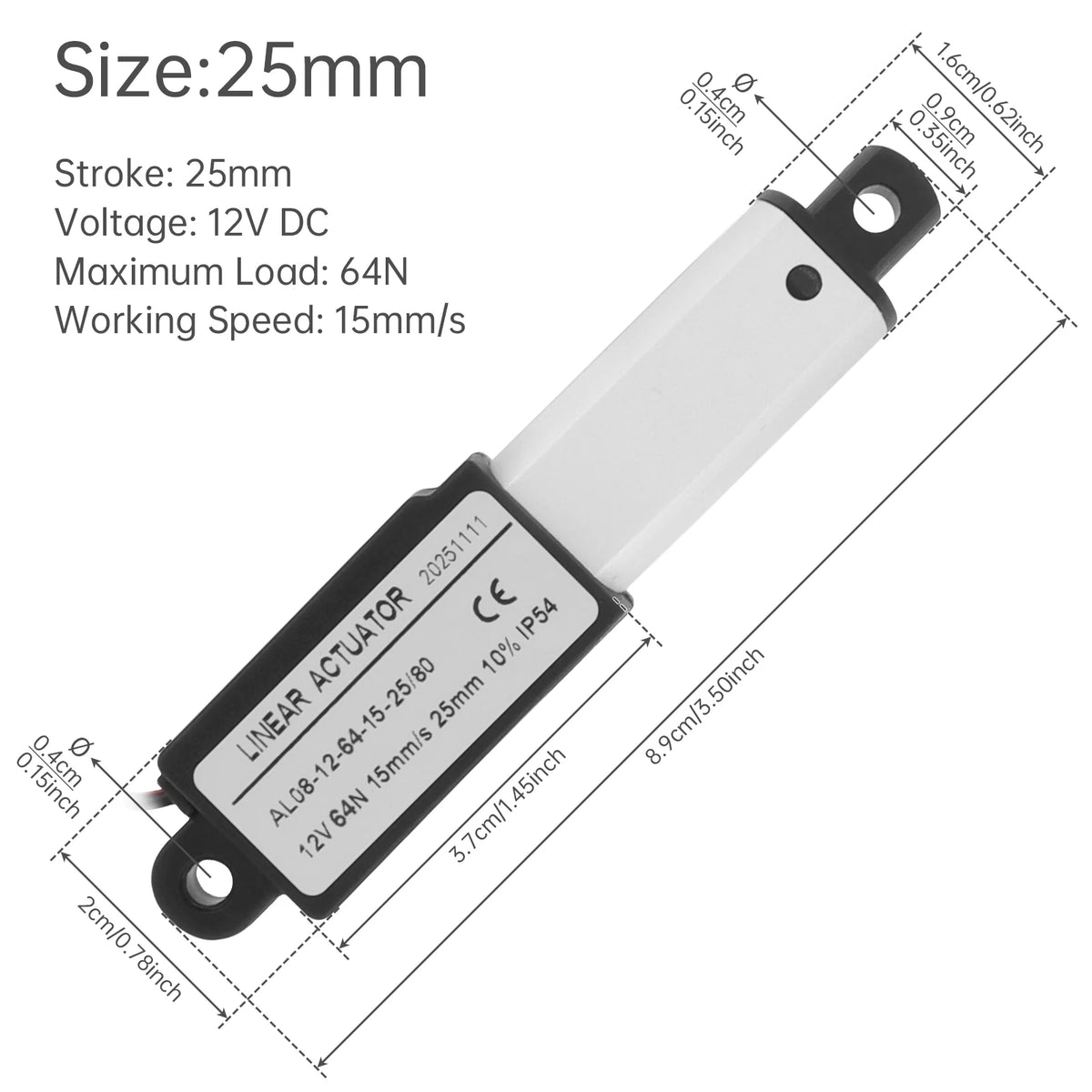 12V Linear Actuator 10-200mm Stroke 32N/64N/96N/188N/1000N/3000N Electric Reciprocating Lifting Linear Motion Actuator Motors