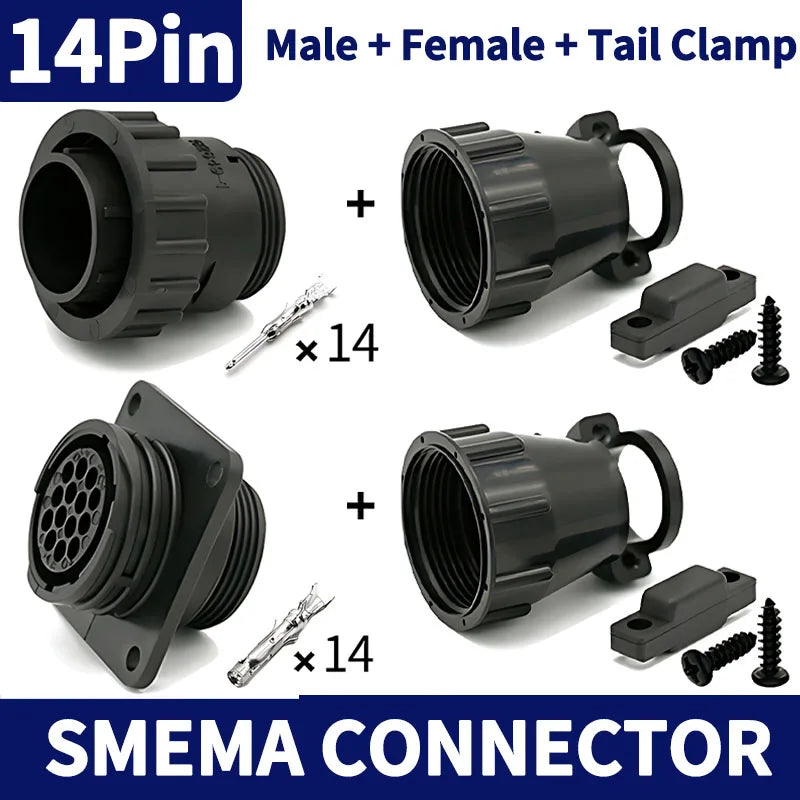 1/5/20/50 Sets TE/AMP Type 4P/9P/14Pin SMEMA Connector Aviation Plug Sheath with Tail Clamp Terminal for SMT Equipment 206043-1