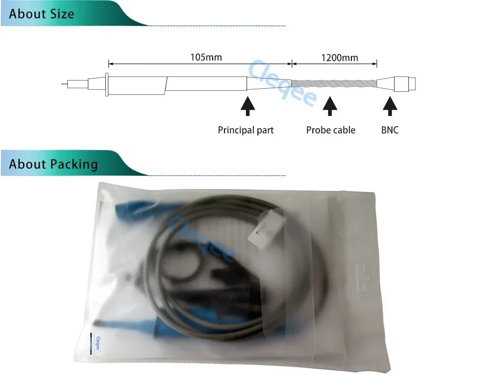 Cleqee P2301B Oscilloscope Probe 10:1 with Alligator Clip BNC 300MHz Protective Cap Scope Clip Probe for Tektronix HP X10