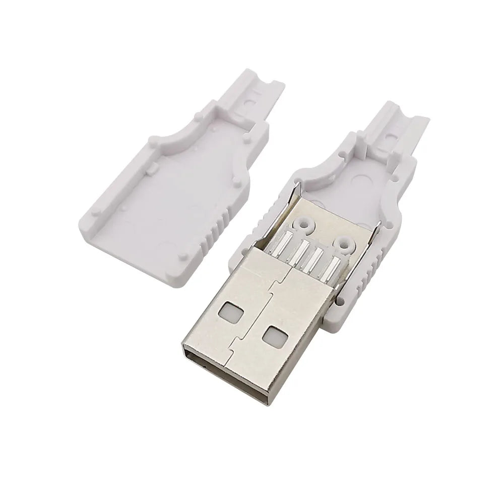 10Pcs USB Type A Connector Male Female 4 Pin Plug Socket With Black White Plastic Cover USB 2.0 Type-A Soldering DIY Kits