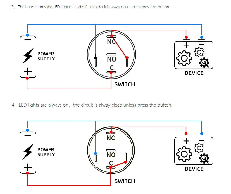 Metal Switch Button Push With Wire Waterproof on off 12mm 16mm 19mm 22mm Momentary/Latching Led Light Start Stop 5V 12V 24V 220V
