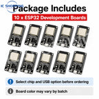 10PCS ESP32 Dev Boards ESP-WROOM-32 WiFi Bluetooth Dual-Core Microcontroller Modules Micro USB Compatible with Arduino IDE