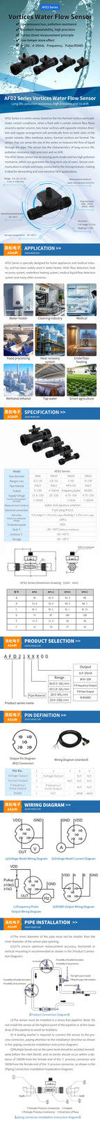 ASAIR high-precision vortex street liquid water flow sensor replaces Huba water flow sensor AFD2 series