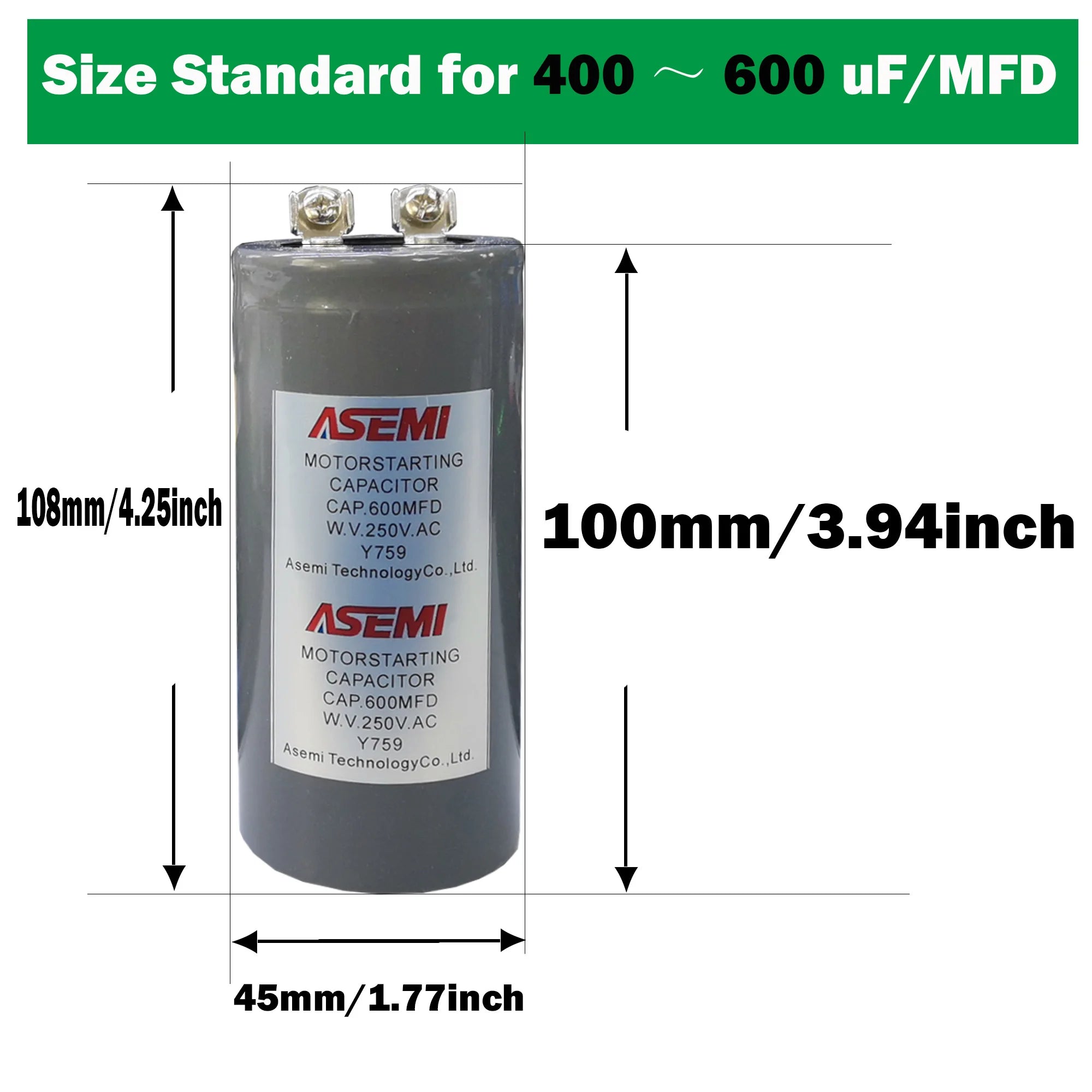 CD60 With Terminals AC Motor Starting Capacitor 125V 250V 50uF 150uF 200uF 250uF 800uF 1000uF 1200UF for Electrical Equipment