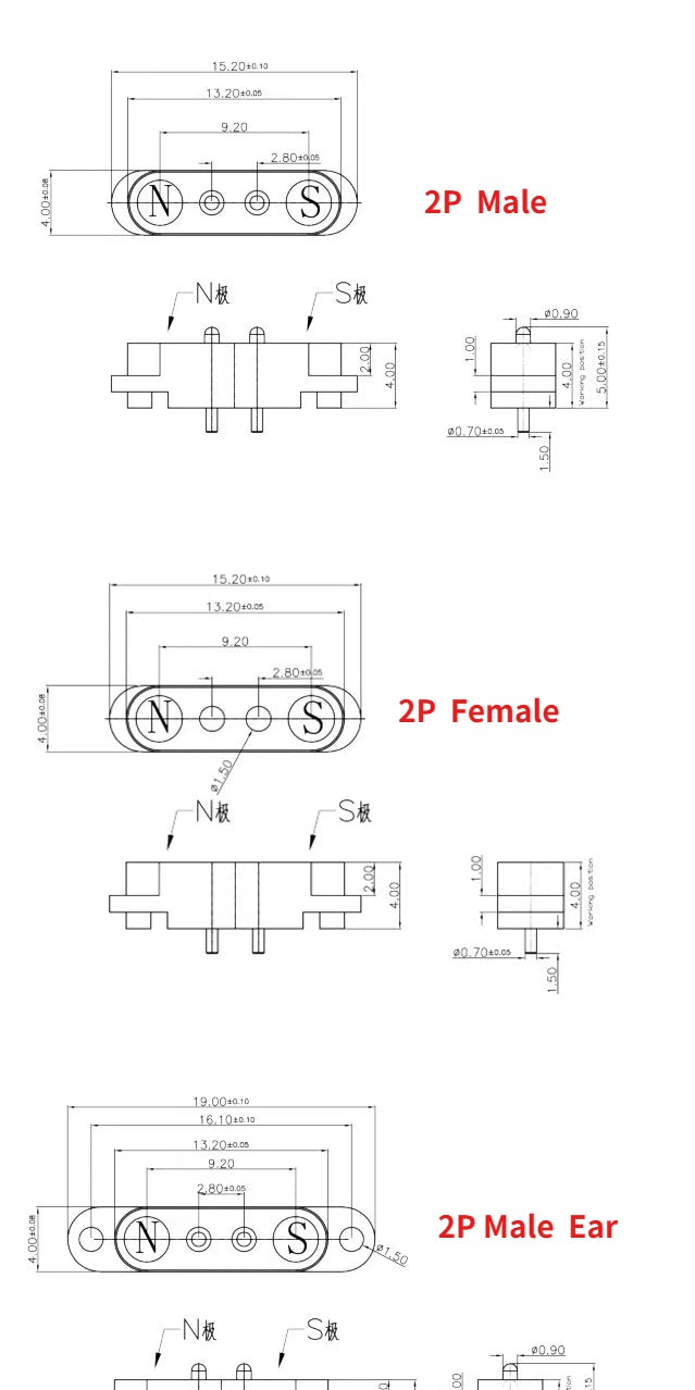 1/5Set 2A DC Magnetic Pogo Pin Connector 2Pin 3Pin 4 5 6 7 8 9 Pin Pogopin Male Female Spacing 2.5/2.80mm Spring Loaded Socket