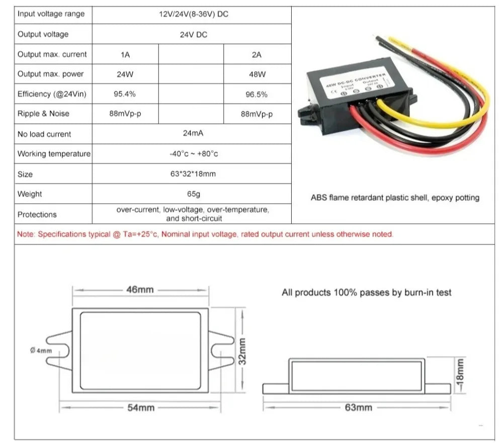 8-36V 19V 30V to 24V 12V 1A 2A 3A 4A Buck Boost DC-DC Converter Stabilizer Step-down/up Voltage Regulator Car Boat Power Supply
