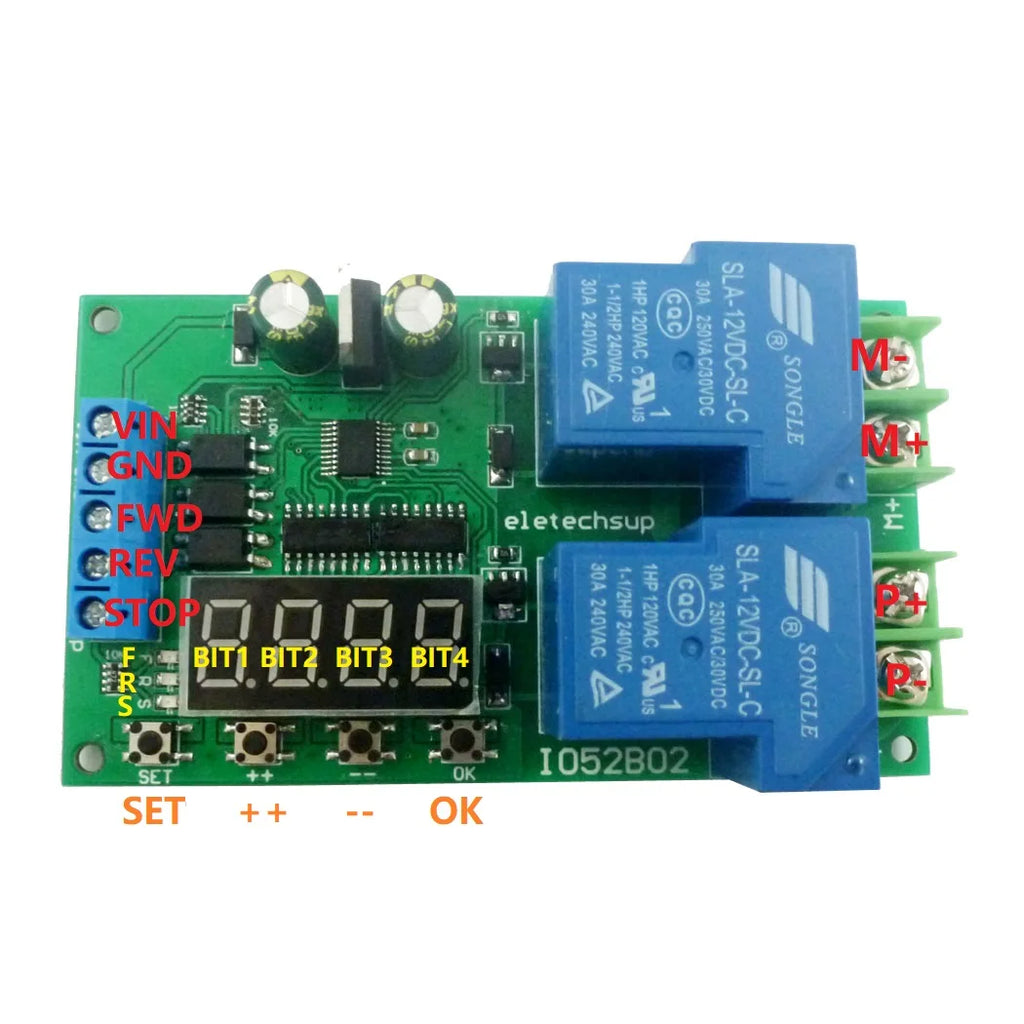 30A Motor Controller Relay Board 12V DC AC Forward Reverse Switch with Automatic Delay Timer