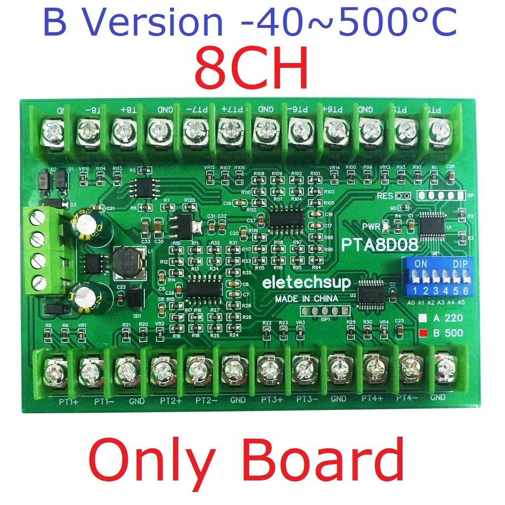 8ch DC 8-30V PT100 RTD RS485 Temperature Sensor Module Modbus RTU Platinum Thermal Resistance Collector -40~500C