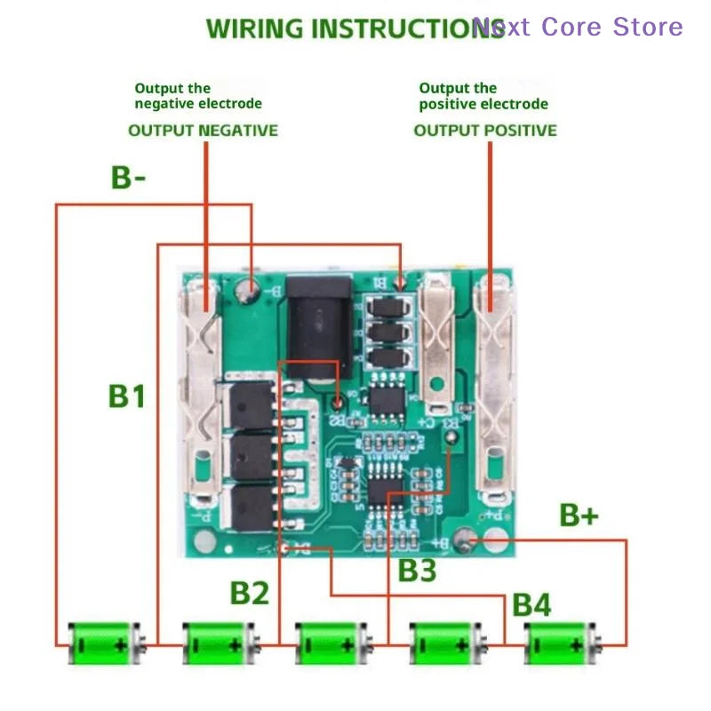 [NC]1Pcs Li-Ion Lithium Battery Pack Protection Circuit Board 5S 21V Battery Charging Protection Board BMS Module Power Tools