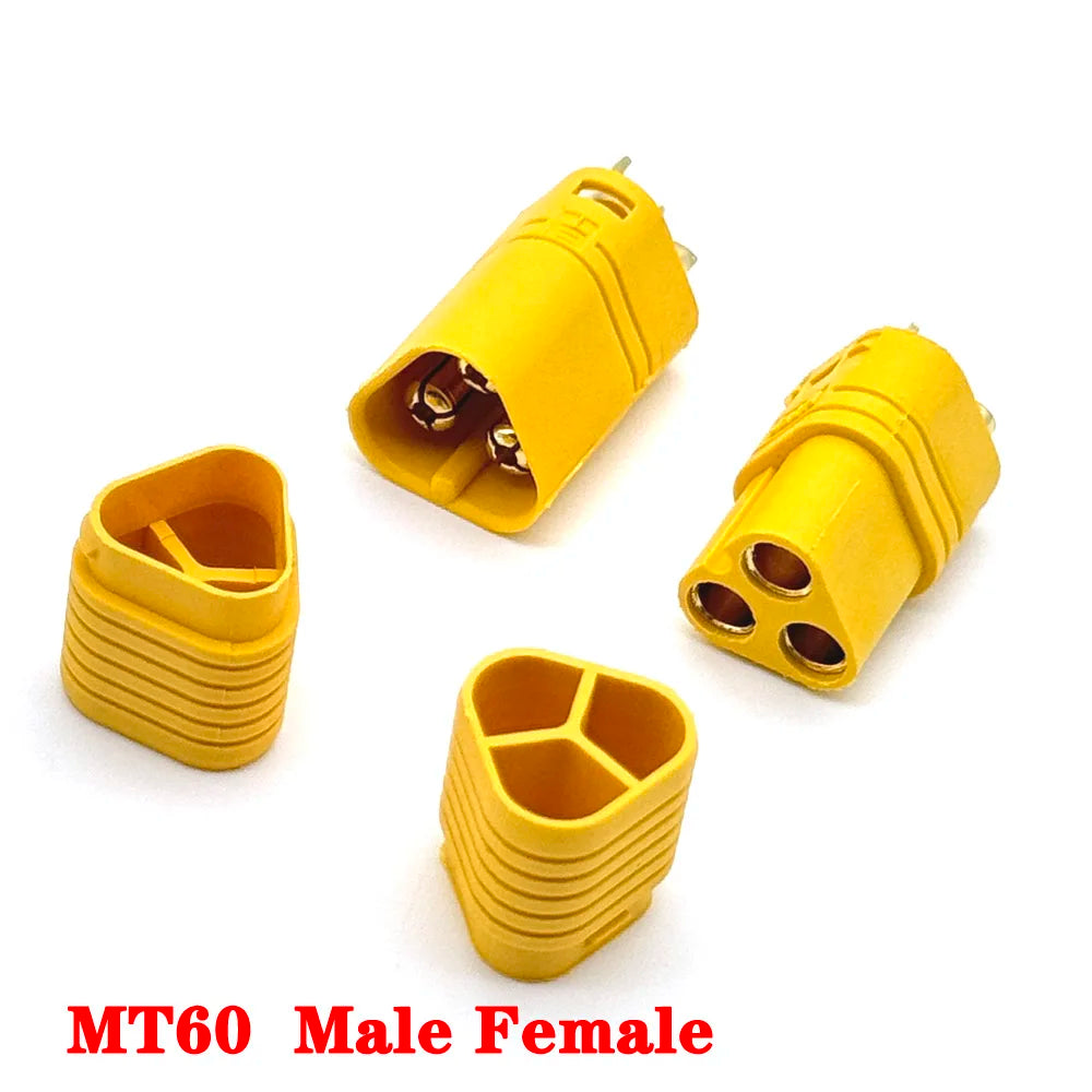 MR60 MR 60 Fireproof Female Male Three-core Connector With Sheath 3.5mm Brass Gold Plated For Lipo ESC RC Model