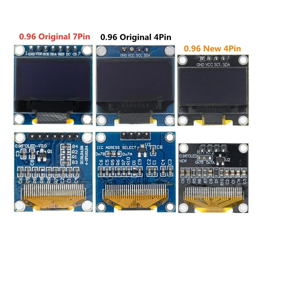 SAMIROB 0.96 Inch OLED SSD1306 White/Blue/Yellow 128X64 IIC I2C Serial Display Module 12864 LCD Screen Board For Arduino
