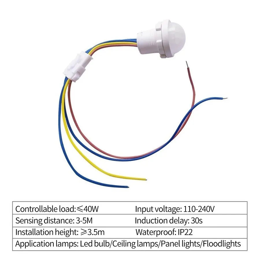 110v 220v Home Indoor Outdoor Infrared Light Motion Sensor Time Delay Home Lighting PIR Switch LED Sensitive Night Lamp