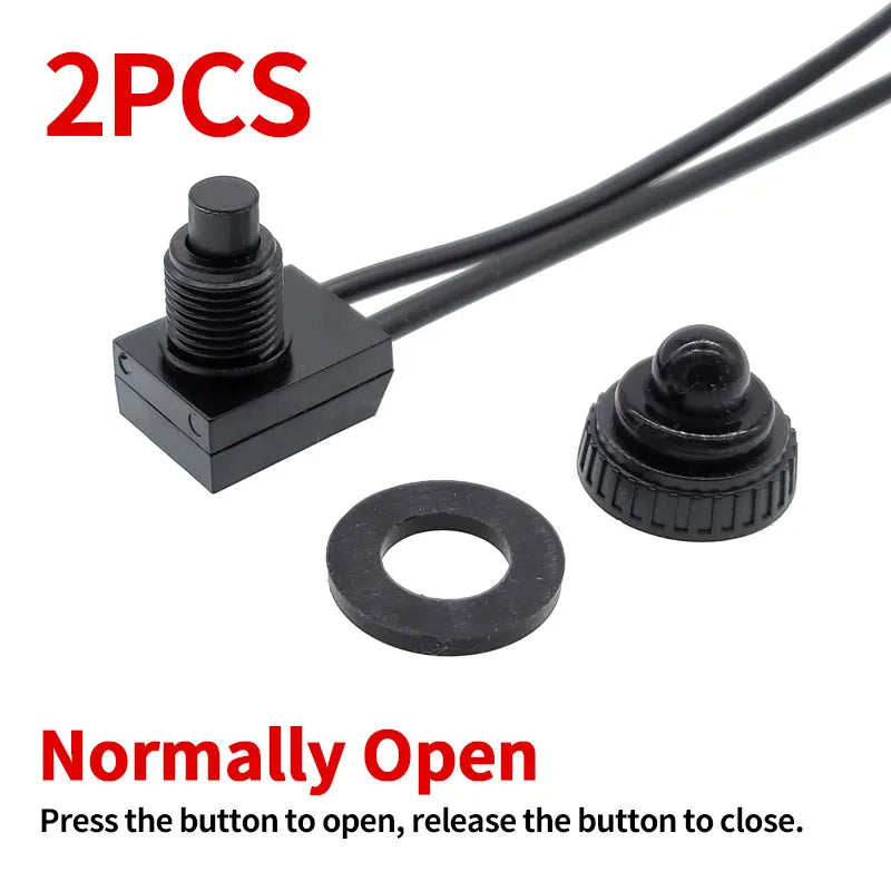 2Pcs IP67 Waterproof Push Button NC NO On-Off Switch KP107S Auto-Lock ZE-107S Self-Locking Switchs Press Type