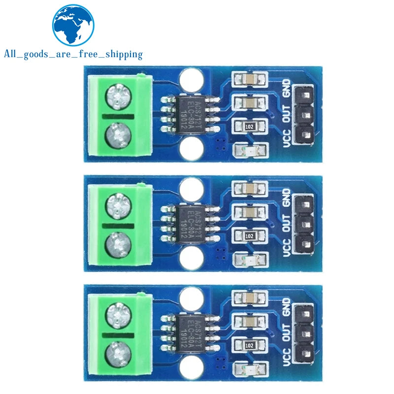 1/3PCS Hot Sale ACS712 5A 20A 30A Range Hall Current Sensors Module ACS712 Module For Arduino 5A 20A 30A