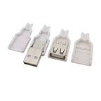 10Pcs USB Type A Connector Male Female 4 Pin Plug Socket With Black White Plastic Cover USB 2.0 Type-A Soldering DIY Kits